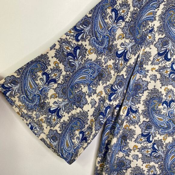 H&M Multi-Color Blue Cream Paisley Print Sheath Mini Dress Women's Size 8 - Picture 4 of 7